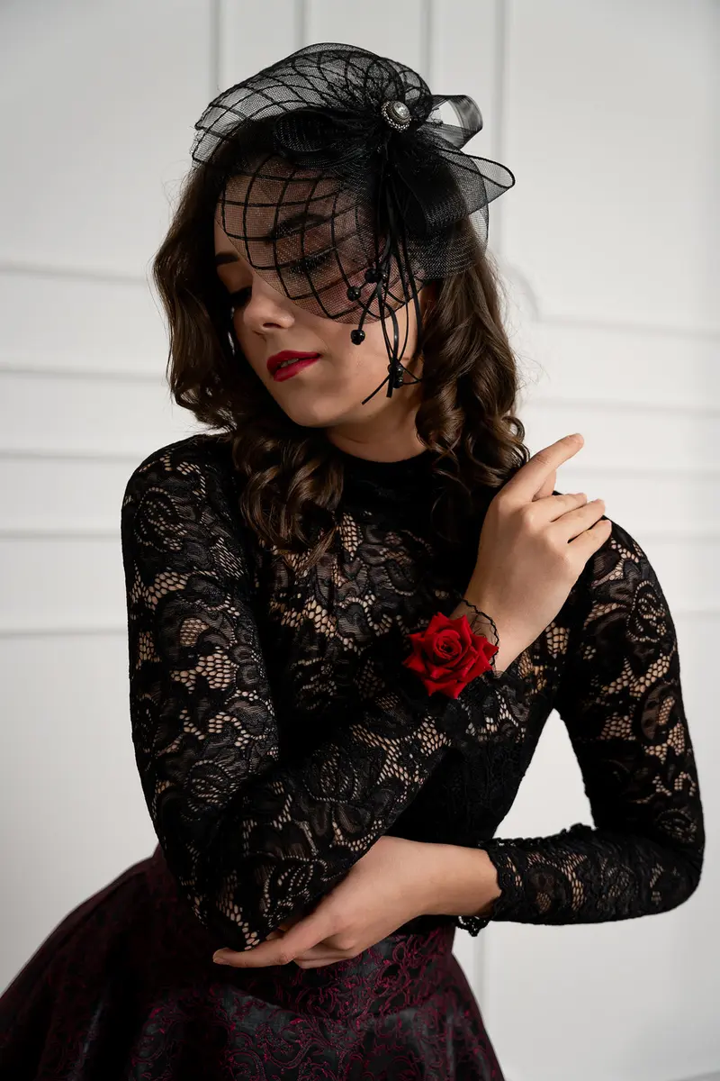 Body high necked „Black roses“ Untercorsage black – Foto 1