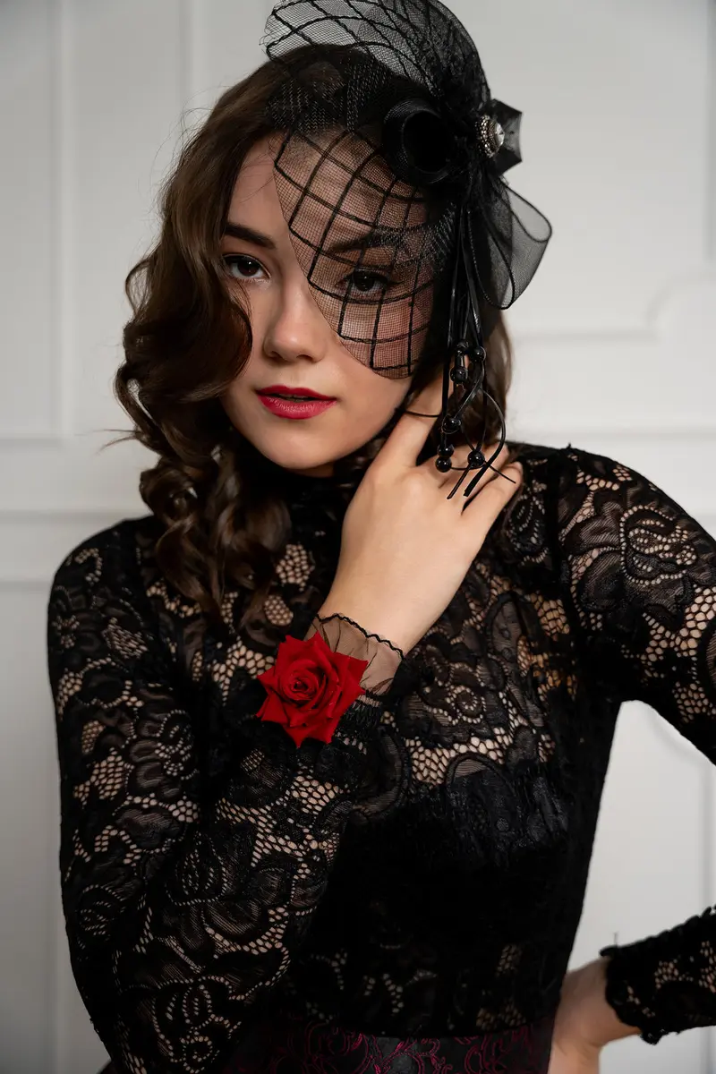 Body high necked „Black roses“ Untercorsage nude – Foto 2